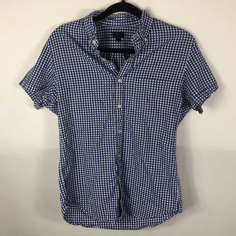 J crew | short sleeved top in gingham seersucker